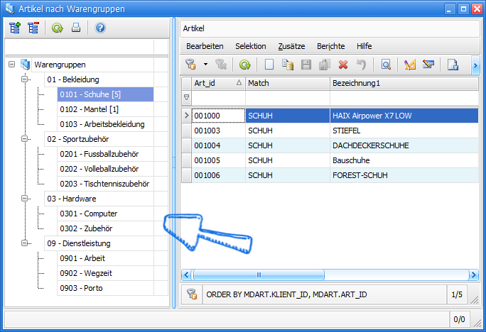 Artikel nach Warengruppen